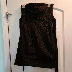 Black W white dots strapless dress with pockets!!! Size sm.